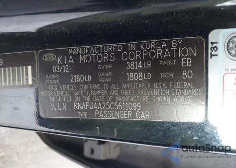 2012 Kia Forte Ex from USA, damaged, VIN KNAFU4A25C5611099